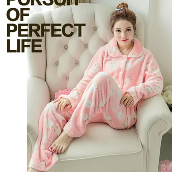 Pajama Ženska Pozimi Toplo Določa Ženske Pižame Flanela Sleepwear Pijamas Mujer Nov Dom Oblačila 2020 Dropshipping
