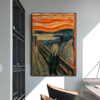 Platno, Tisk Edvard Munch Scream Znanih Oljnih Slik, Tiskanje Steno Plakati Edinstveno Doma Dekor Klasične Povzetek Stenske Slike