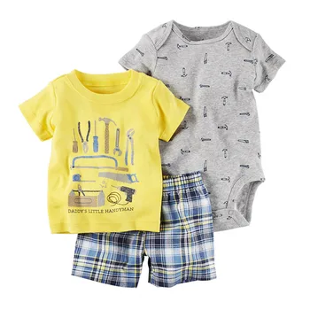 Poletno obleko za baby boy kratek rokav T shirt vrhovi+očka pismo bodysuit+hlače novorojenčka oblačila, ki novo rojen oblačila obleko