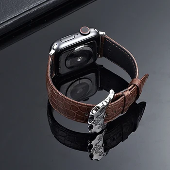 Pravi Krokodil, Kože, Usnje, usnjeni Trak Pasu za Apple ura 1 2 3 4 5 iwatch Watchbands Z Osebnostjo Jeklene Sponke