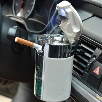 Prenosni Pepelnik Univerzalni Avto Cigaret Valj Nosilec Z LED Luči Ogljikovih Vlaken Brezdimni Kajenje Stojalo Valj Držalo