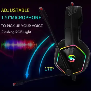 Profesionalni Led Luči Gaming Slušalke RGB svetlobe 7.1 kanalni Globok Bas Žično PS4 Gaming Slušalke Nastavljiv Slušalke za Računalnik