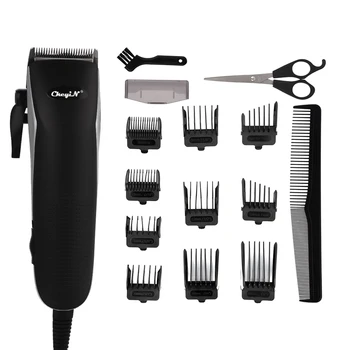 Professional Hair Trimmer za Polnjenje Električnih Lase Clipper moško Striženje Moških Brado Brivnik Z 10 Omejitev Glavniki +Škarje