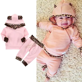 Pudcoco Bbay Obleke Novorojenega Dojenčka Baby Dekleta Obleke Hoodie Plašč Vrhovi+Hlače, Dokolenke Obleke Set