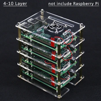 Raspberry Pi 4 Case 4 5 6 7 8 9 10 Plasti Akril Primeru Box + Hladilni Ventilator s Kovinski Pokrov za Raspberry Pi 4 /3 vzorec B+/3B