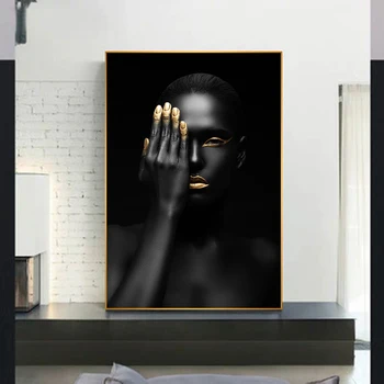 RELIABLI UMETNOSTI Seksi Afriško Črno Zlato Ženska Fotografij, Platno Natisne Dekorativno Slikarstvo Wall Art Za dnevno Sobo, Plakati, BREZ OKVIRJA
