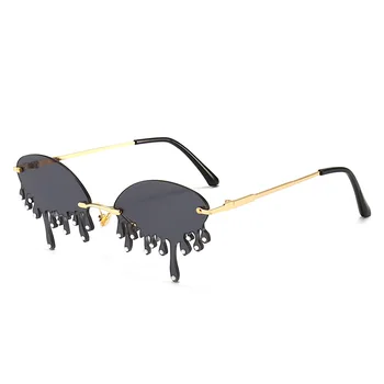 Rimless Nosorogovo Sončna Očala Ženske 2020 Kristalno Edinstveno Obliko Solze Steampunk Ženska Sončna Očala Gafas Odtenki Oculos Feminino