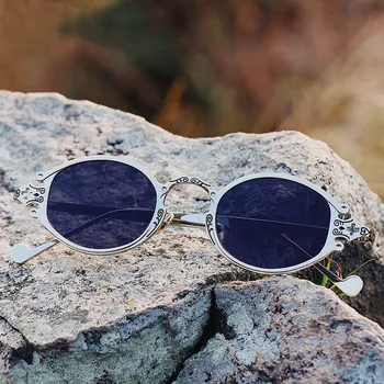 RunBird 2019 Majhne Ovalne Sončna Očala Ženske Steampunk Blagovne Znamke Oblikovalec Odtenki Sončne Očala Za Moške, Kovinsko Krog Letnik Sunglass 5377