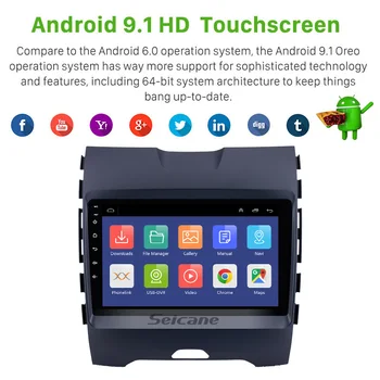 Seicane Android Touchscreen GPS Radio Ford Edge 2013-2017 z USB WIFI, Bluetooth, AUX podporo Carplay Digitalni TV CSD