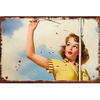 Seksi Dama Lepa Dekleta Poster Prijavite Retro Tin Prijavite Kovinske Plošče Dekor Bar Doma Kovinske Obrti Pin Up Nalepke Za Dekoracijo Sten