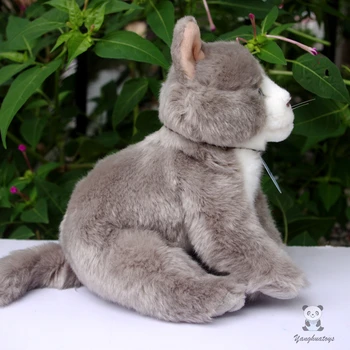 Simulacija plišastih igrač mačke nagačene živali lutka otroci Igrače Darila dobre kakovosti siva mačka