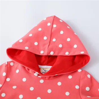 Skoki Metrov 2020 Otroci Bombaž Oblačila za Jesen Zimo Dekleta Hooded Obleko Pika Baby Dolg Rokav Vezenje Dekleta Priložnostne Obleko