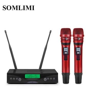 SLM Fazi Delovanja Doma KTV Karaoke Poročno Modno Oblikovanje UHF KSM8 Ročni Profesionalni Dvojni Brezžični Mikrofon Dinamični