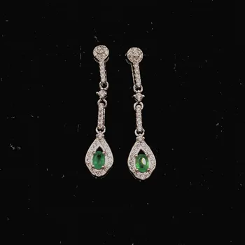 Smaragdno stud uhan Brezplačna dostava Izvora naravnega smaragdno 925 sterling srebrni uhani gemstone