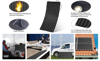 Sončna Plošča 12V 60 W ETFE Film Premaz Pol Prilagodljiv sončne celice, sončne celice PV modul za avto RV čoln baterije