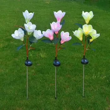 Sončno energijo Svetlobe Magnolija Cvet Obliko 4 LED Vrt Razsvetljavo na Prostem Krajine Svetlobe