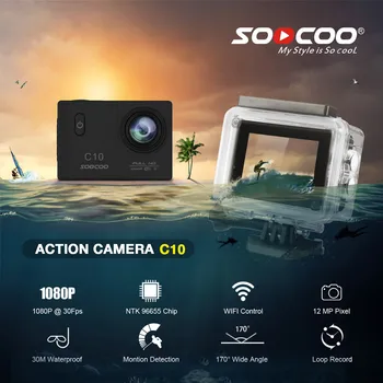 SOOCOO C10 Full-HD Športne delovanje Fotoaparata NOVATEK96655 Procesor z Wifi 1080p kamera 12MP 170 Stopinjski Širok Objektiv Vodoodporni fotoaparat