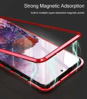 Spredaj + Varnostno Kaljeno Steklo Ohišje Za Xiaomi Redmi Opomba 9s Primeru, Kovinskih Magnetnih Adsorpcije Kritje Za Xiaomi Redmi Opomba 9 Pro Max