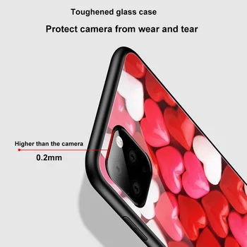 Srčkan Ljubezen Srce Funda Primeru za Iphone 12 Pro Primeru za Iphone 12 11 XR Pro XS MAX X 7 8 6 6S Plus SE 2020 Kaljeno Steklo Ohišje