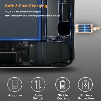 SUPTEC 5 Pack USB Tip C Kabel 2M 3M za Samsung S8 S9 Opomba 9 2.4 Polnilnik Hitro Polnjenje Tip-C Kabel za Huawei Xiaomi Oneplus