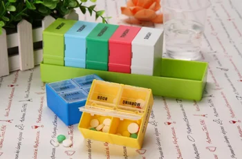 Tabletke Polje Plastična Škatla Tabela Mavrica Pill Box Color Plastična Škatla Za Shranjevanje 28 Škatle En Teden Pill Box Predal Škatla Za Shranjevanje