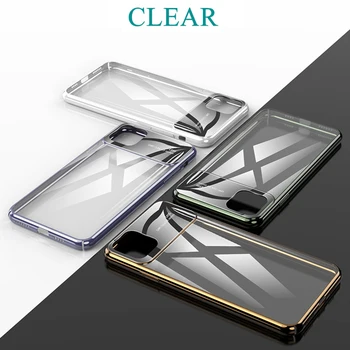 Telefon Primeru za iPhone 11 Pro Max Primeru Zajema Stroji in Transparentno Steklo PC Okvir Shockproof Nazaj Primeru za iPhone 11 Pro Max