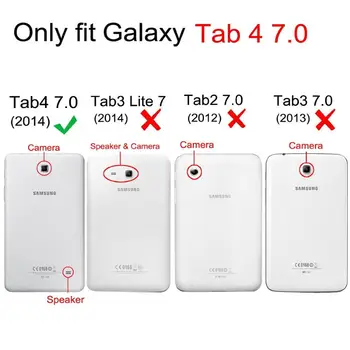 Trdna Coque za Samsung Galaxy Tab 4 7.0 SM-T230 T231 T235 Primeru Smart Magnetni Auto-Spanje PU Stojalo za Samsung Tab 4 T230 Pokrov