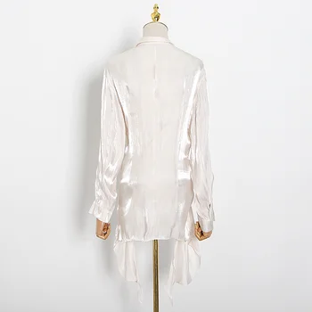 TWOTWINSTYLE Nezakonitih Letnik Majica Za Ženske River Dolg Rokav Minimalističen Velikosti Elegantno Bluzo Ženski Modi 2020
