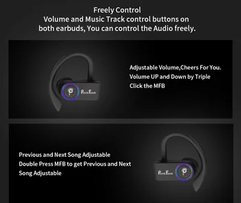 TWS Pravi Brezžični Šport slušalke bluetooth slušalke Visi Uho Tip 3D Stereo Polnjenje čepkov Slušalke S Polnjenjem Polje