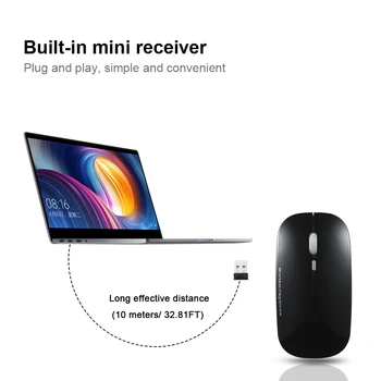 Ultra Tanek 400-1600CPI 2.4 G Wireless Mouse Mini Brezžična Tiho Miško USB Polnjenje Miško za Office RAČUNALNIK Namizni Računalnik Prenosni računalnik