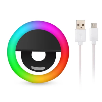 Univerzalni Selfie Obroč Svetlobe RGB Barvna Svetilka, Mobilni Telefon Objektiv Prenosni Flash Tesnilo Barva Svetlobe LED Obroč Za mobilni telefon v Živo