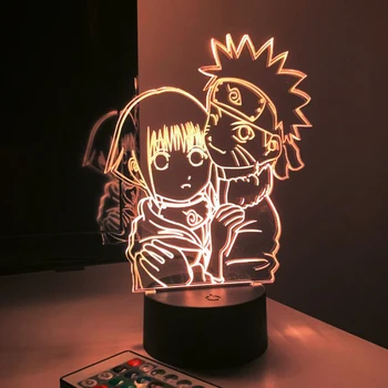 USB LED Nočna Lučka Naruto Uzumaki in Hinata Hyuga Pisane Nočna za Študentski Študija Soba Dekor Dekleta Noč Svetlobe Manga Darilo