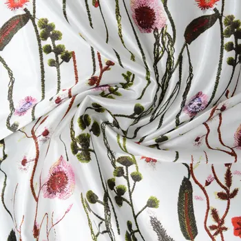 V modi, Digital print saten tkanine, vroče prodaje lep vzorec design nigerijski pravi satena svilena tkanina za oblačilo SA17018