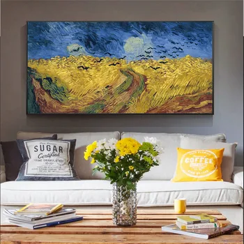 Van Gogh WheatField Vrane Razmnoževanje Oljna slika na Platnu Umetnosti Plakatov in Fotografij Stenske Slike za Dnevna Soba Dekor