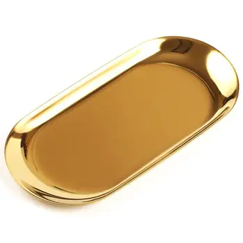 VROČE Kovine Shranjevanje Pladenj Zlato Ovalne Pikčasto Sadje Ploščo Majhnimi Predmeti Nakit Zaslonu je Pladenj Ogledalo