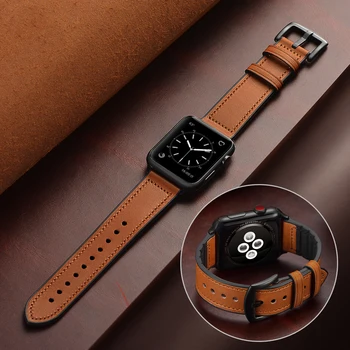 Watchbands za apple jermenčki serije 5 44 mm ( 2019 ) usnja s silikonsko Zapestnico Zapestje Traku za iwatch 5 40 mm pasu correa