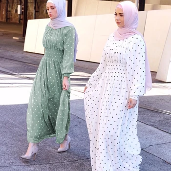 WEPBEL Arabsko-Muslimanske Ženske Obleko Ramadana Pika Visoko Pasu Abaya Dolg Rokav Haljo Suh Velikem Zamahu Stranka Obleko Islamska Oblačila