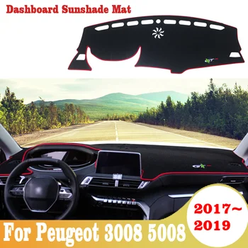 Za Peugeot 3008 5008 2017-2019 avto nadzorna plošča pokrov anti-slide ploščice dashmat sonce, senco na armaturno ploščo kritje preprogo avto-styling mat