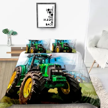 Zelena Traktor Posteljnina Nabor 3D Umetniške Veren Modi Rjuhe Kritje Kralj Kraljica Twin Polno Eno Dvojno Udobno Posteljo Set