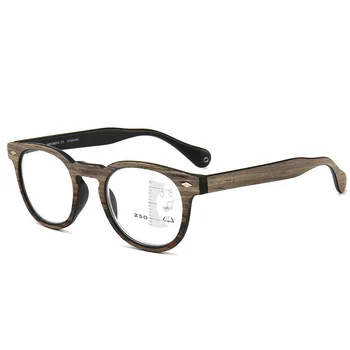 Zrna lesa Postopno Obravnavi Očala Moški Ženske Multifokalna Presbyopic Očala Anti-modra svetloba Retro Krog Full-Frame