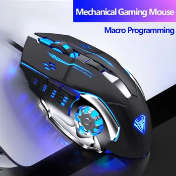 Žično Gaming Miška 6 Programabilni Gumbi Ergonomska Miši Pisane lučke LED Miška za PC Računalnik, Prenosni računalnik,Igra in Office