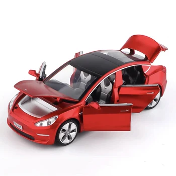 1/32 Nov Prihod Luksuzni Tesla MODEL 3 Limuzina Igrača Vozila Zlitine Die Litega Zvok, Svetloba, Potegnite Nazaj, Igrače, Avto, Za Otroke, Otroci Darilo