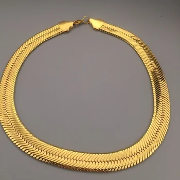 10 MM Širok Kača Kosti Verige Rumeno Zlato, ki je Napolnjena Moških Izjavo Kost Ogrlica 60 cm(23.6