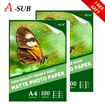 100 Listov Dvojni Stranski Mat Foto Papir A4 Inkjet Tiskanje Neprepustna Za Brizgalne tiskalnike Fotograf imaging papir za tiskanje