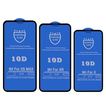 10pcs 10D Kaljeno Steklo Za iPhone Mini 12 11 Max Pro XS XR X 8 7 6 6S Plus SE Polno Zajetje Zajema Ukrivljen Zaslon Patron Film