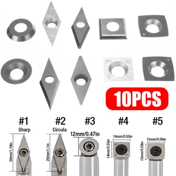 10pcs 5 Velikosti Trajne Karbida Vstavi Diamond Kvadratni Krog Rezila CNC Stružnica Stružni Noži za Les