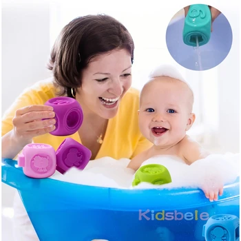 10PCS Baby Primite Žogo 3D Živali Število Obliko Dotik Mehke Gume Teether Stisnite Spray Kopel Igrače Za Dojenčka Zgodnje Izobraževanje