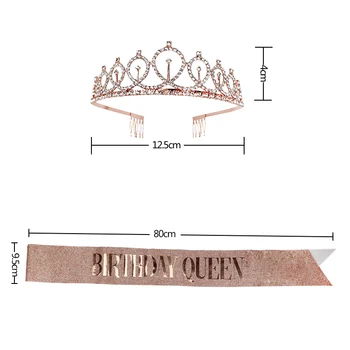 1pc Rojstni dan Dekle Kraljica Ramenski Trak Kristalno Krono Hairbands Saten Krilo Ženska Traku Rojstni Dekoracijo Dobave