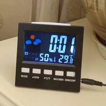 1Pcs LCD-Digitalni Termometer, Higrometer Temperatura Vlažnost Meter Prostora Notranja Budilka univerzalni za domači