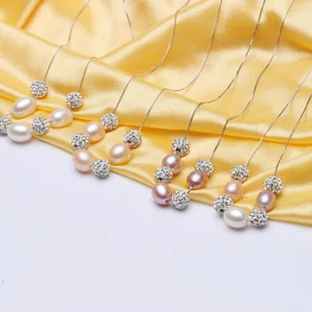 2019 Fine 8-9 mm Biserne Ogrlice za ženske poroko 4 barve kaplja vode ogrlico, 925 Sterling Srebro Ženske, Nakit Ogrlica